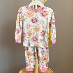 NEW Milkberry Toddler Girl Sunflower Bamboo Pajama Set - Pink and Yellow 18M